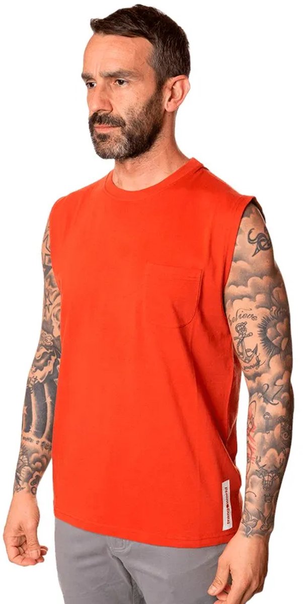 Trangoworld Uxola Mouwloos T-shirt Man Burnt Ochre