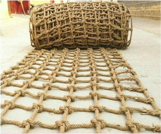 Klimtouw Net - Speelnet Valnet - Kinderen Spelen - Handgeweven Kwaliteit - 1x1 Meter - Naturel