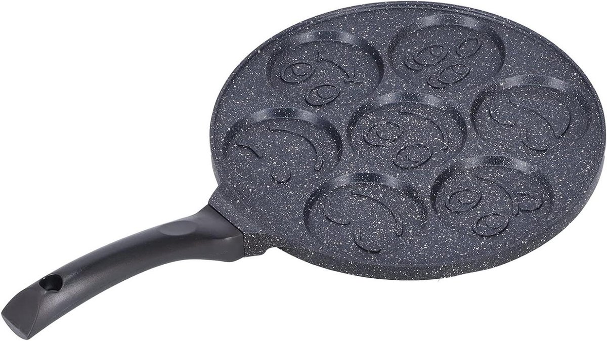 Koekenpan met 7 Gaten - Pannenkoekpan Mini - Ontbijt Maken - Anti-aanbaklaag - 7 Gaten - Zwart