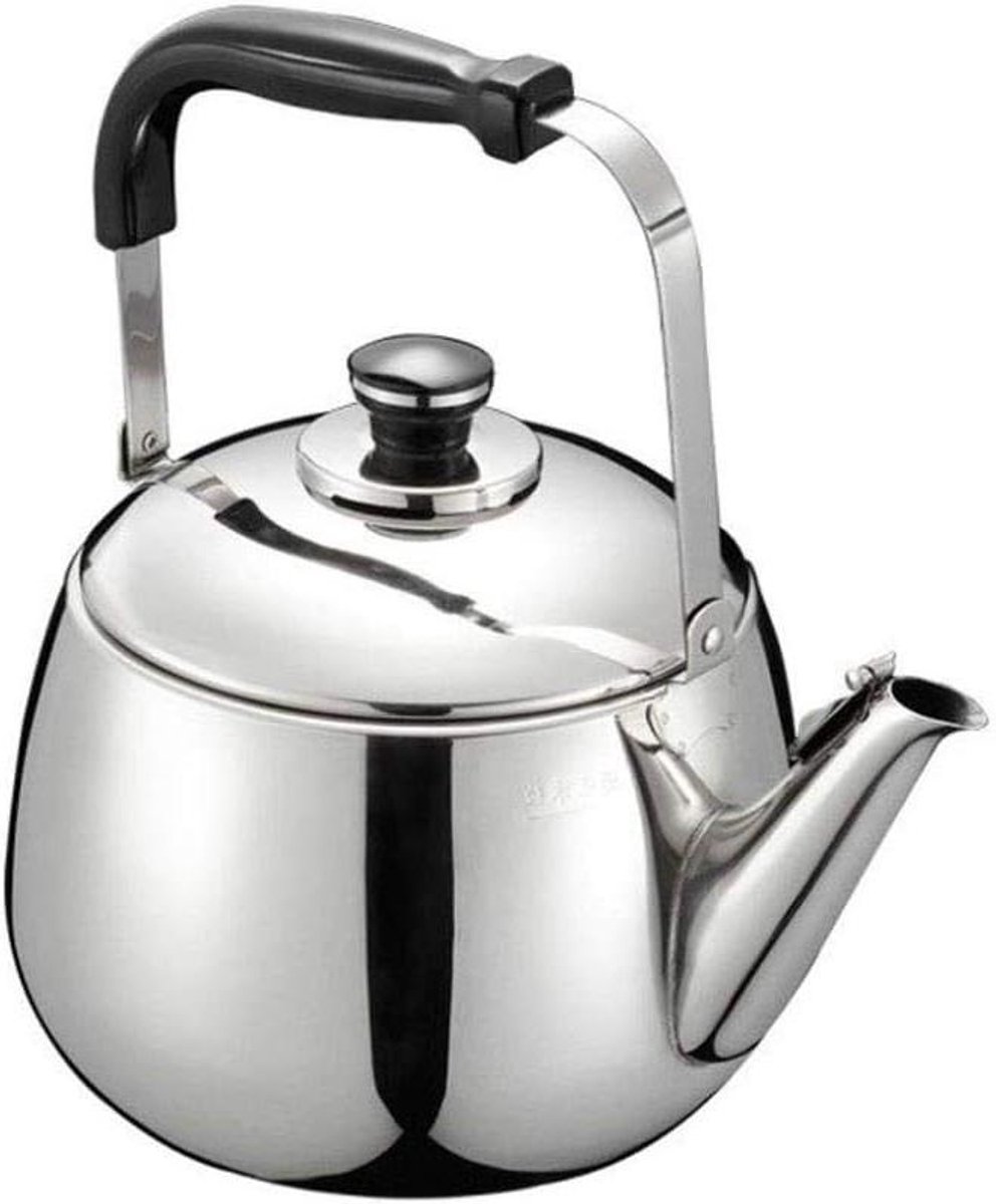 Waterkoker Fluitend - Theepot Roestvrij - Koken Water - Anti-verbrandingshendel - 4 Liter - Lichtgrijs