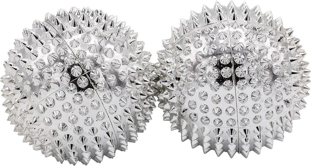 Massageballen Set - Fascia Ballen - Zelf Acupressuur - 474 Naalden - 2 Stuks 55mm - Zilver