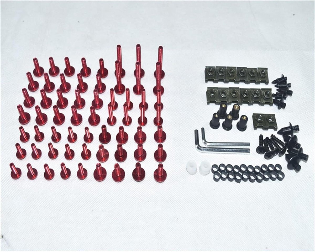 Motorkuip Schroefset - Bevestigingsklem Moer - Motorfiets Onderhoud - Premium Aluminium Materiaal - 1 Set - Rood