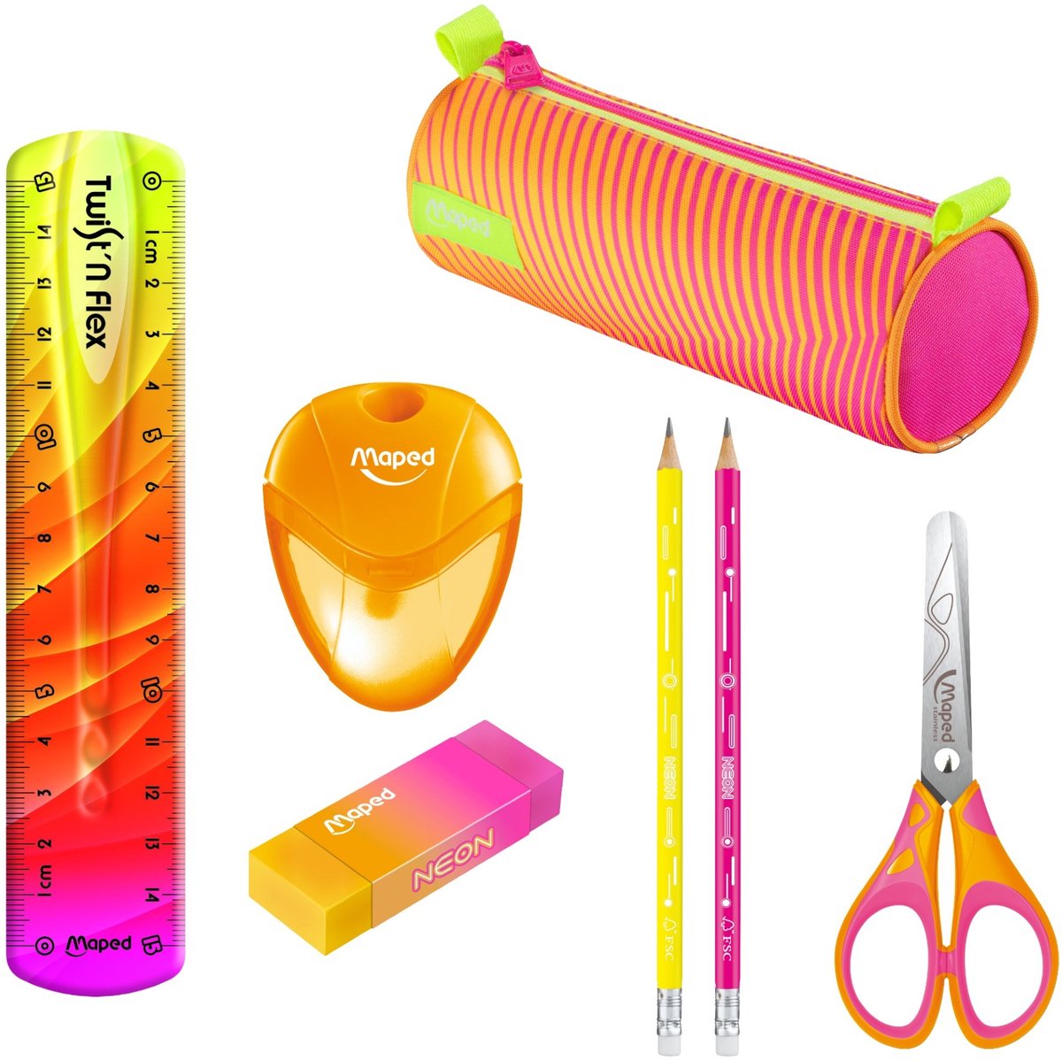 Maped Office Maped neon bundel - etui, tekenset en kinderschaar