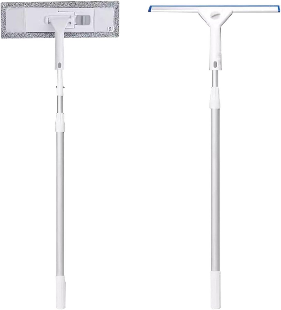 Raamreinigingsset - Glazenwasser tool - Hoge ramen lappen - Telescopische paal - Tot 12.2 meter - Wit