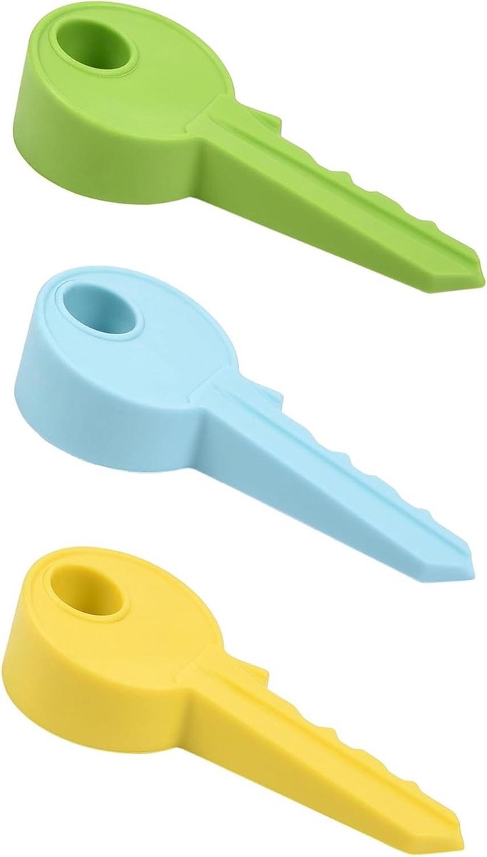 Deurstopper Set - Wig Vingerbeschermer - Voorkom Deurschade - Sleutelvorm Ontwerp - 3 Stuks - Groen Blauw Geel