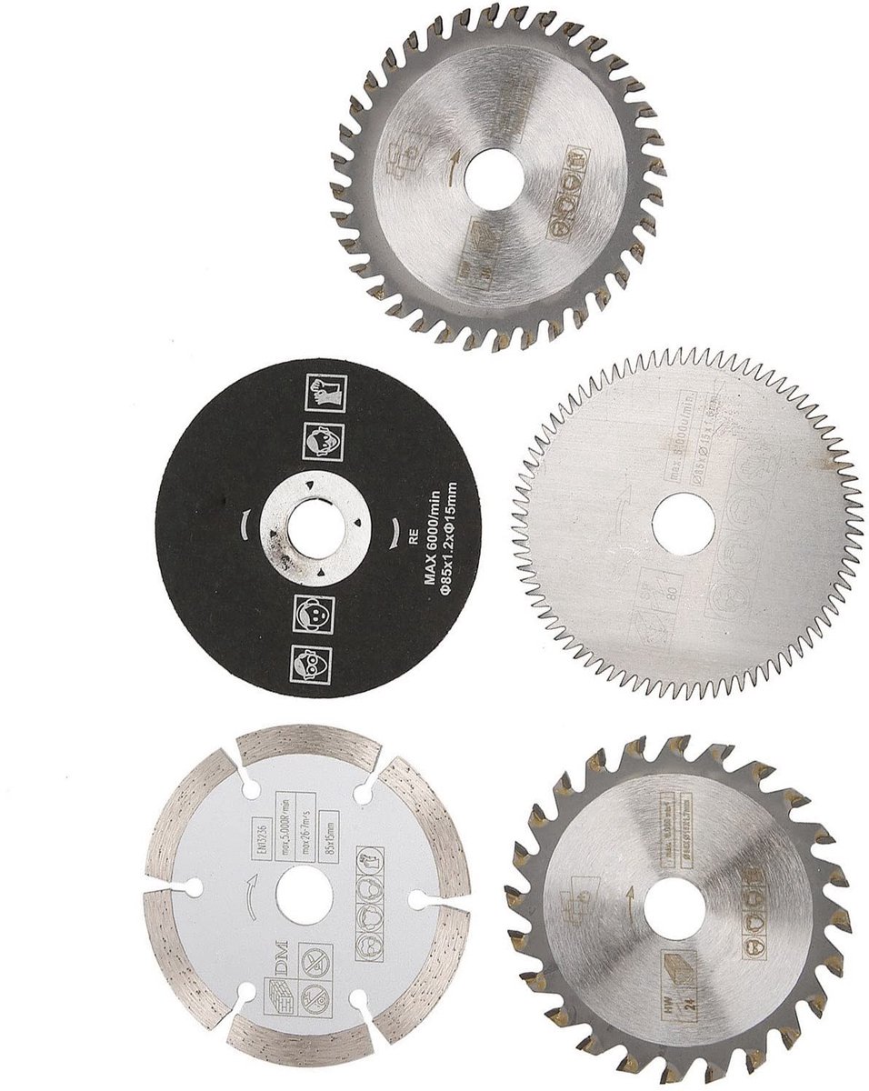 SMOAKEZ - Set van 5 Carbide Circulaire Zaagbladen voor Snijmachines