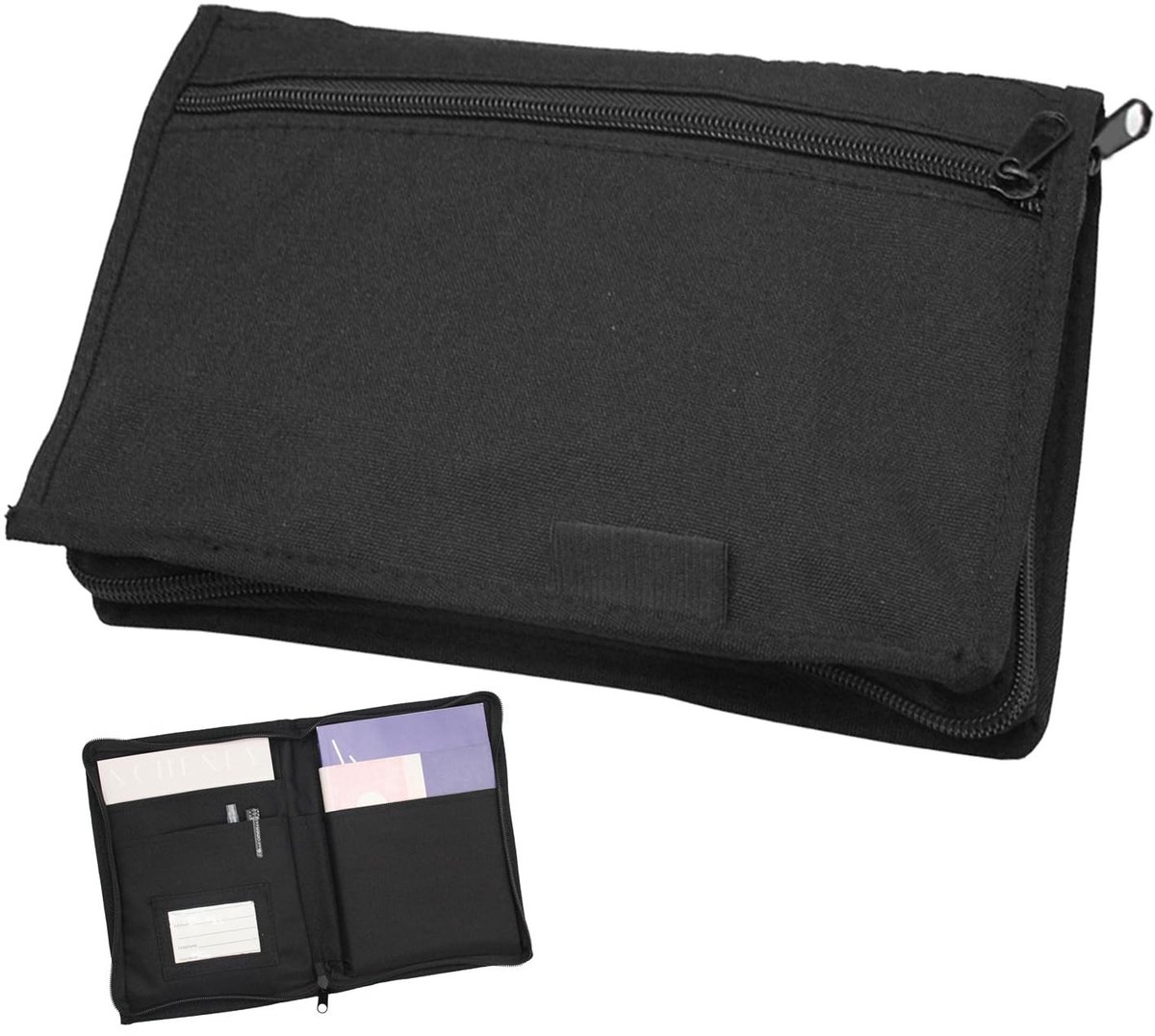 SOUQONE- Documentenopbergtas Zwart - Auto-ID-kaarttas - Opbergvak voor Documenten - Oxford Stof - 24 x 17,5 cm - Duurzaam en Praktisch - Auto-organizer
