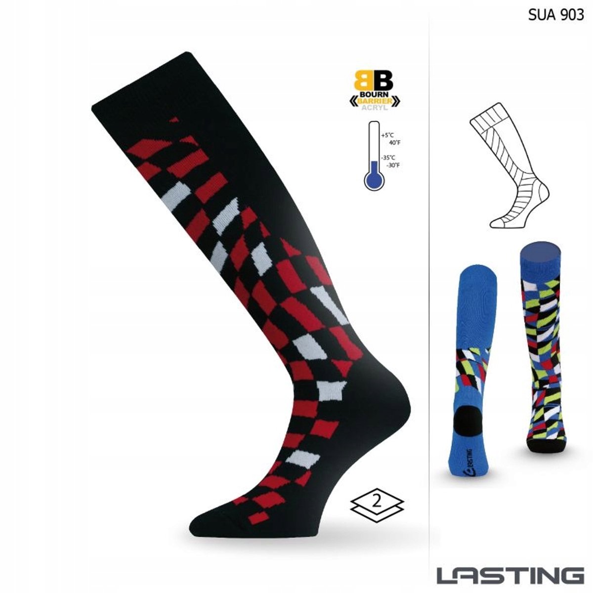 Lasting SUA 903 Snowboard Sokken Multicolor