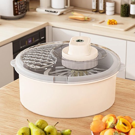 Plantaardige Centrifuge - Keuken Accessoire - Voedsel Reinigen - Ruim Komontwerp - 33x33x23 cm - Wit — afbeelding 4