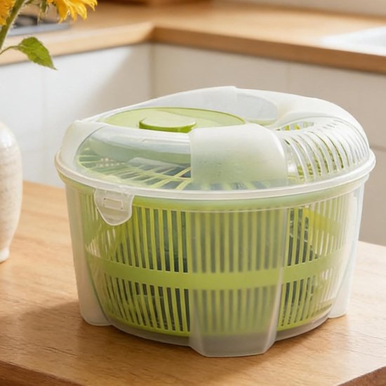 Salade Fruitwasser - Sapcentrifuge Groenten - Verse Salades Maken - Ruimtebesparend Ontwerp - 23 x 23 x 17 cm - Wit — afbeelding 3