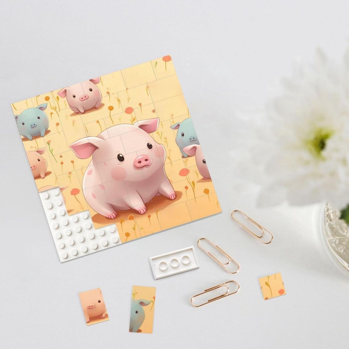 Bouwsteen Puzzel - Foto Blokken - Decoratie Maken - Dubbelzijdig Ontwerp - Medium - Wit