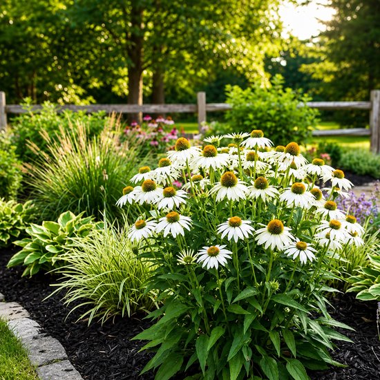 Echinacea White Swan - 6x Witte Zonnehoed - Vaste Tuinplant - Winterhard - Bijen & Vlinders - P9 Pot