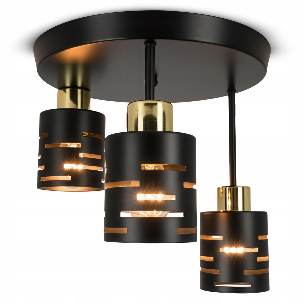 Zwarte Plafondlamp 3x E27 LED - Stijlvolle en Functionele Verlichting