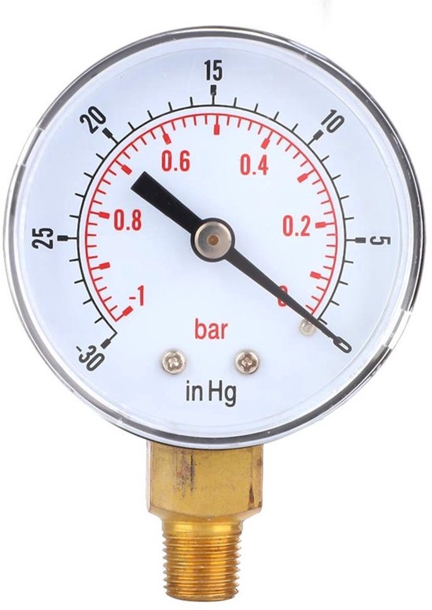 Allecto - Vacuümmeter - 1/8 Bspt - Meetbereik -1 tot 0 Bar en -30 tot