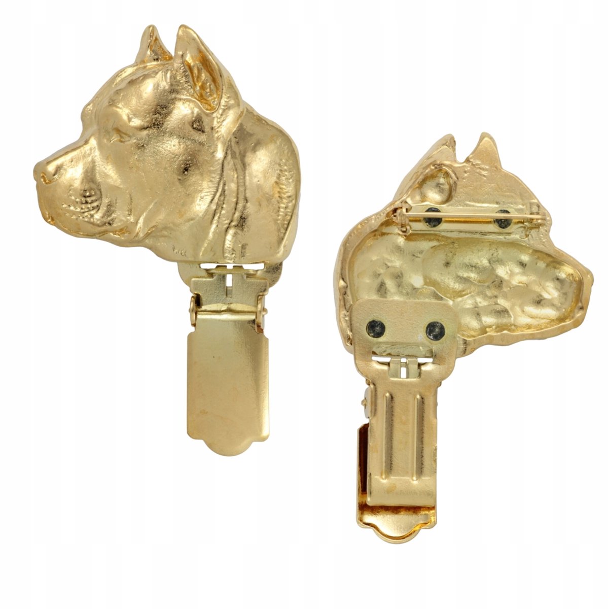 AmStaff Brosche met Klem voor Startnummer - Verguld