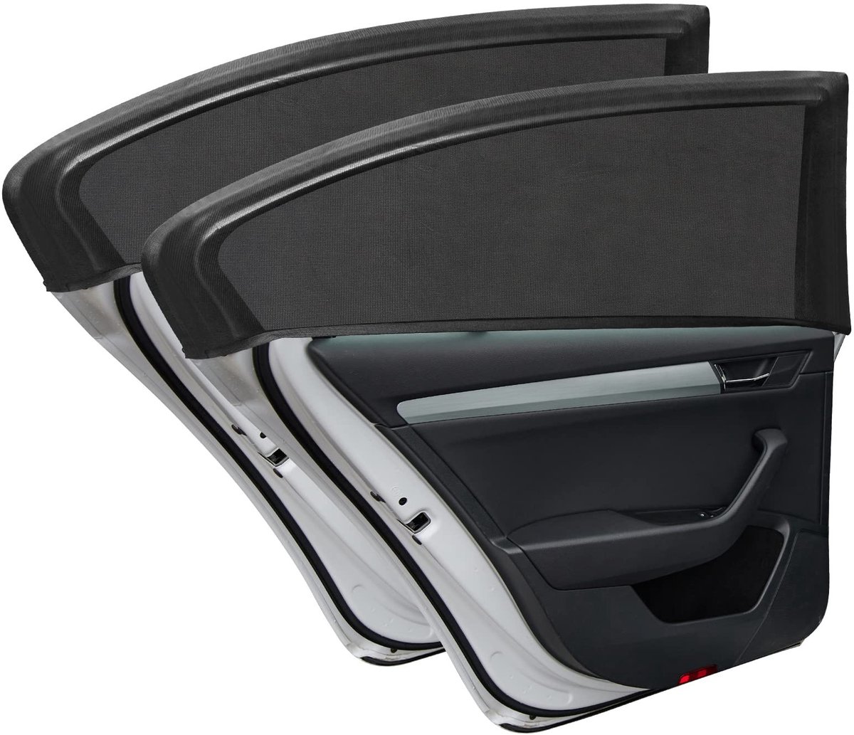Dailygoods- Zonnescherm Auto UV-bescherming - Universeel Zonnescherm - Ademend Nylonweefsel - 2 Stuks - Privacy en Veiligheid - Geschikt voor Achterbank - Autozonwering