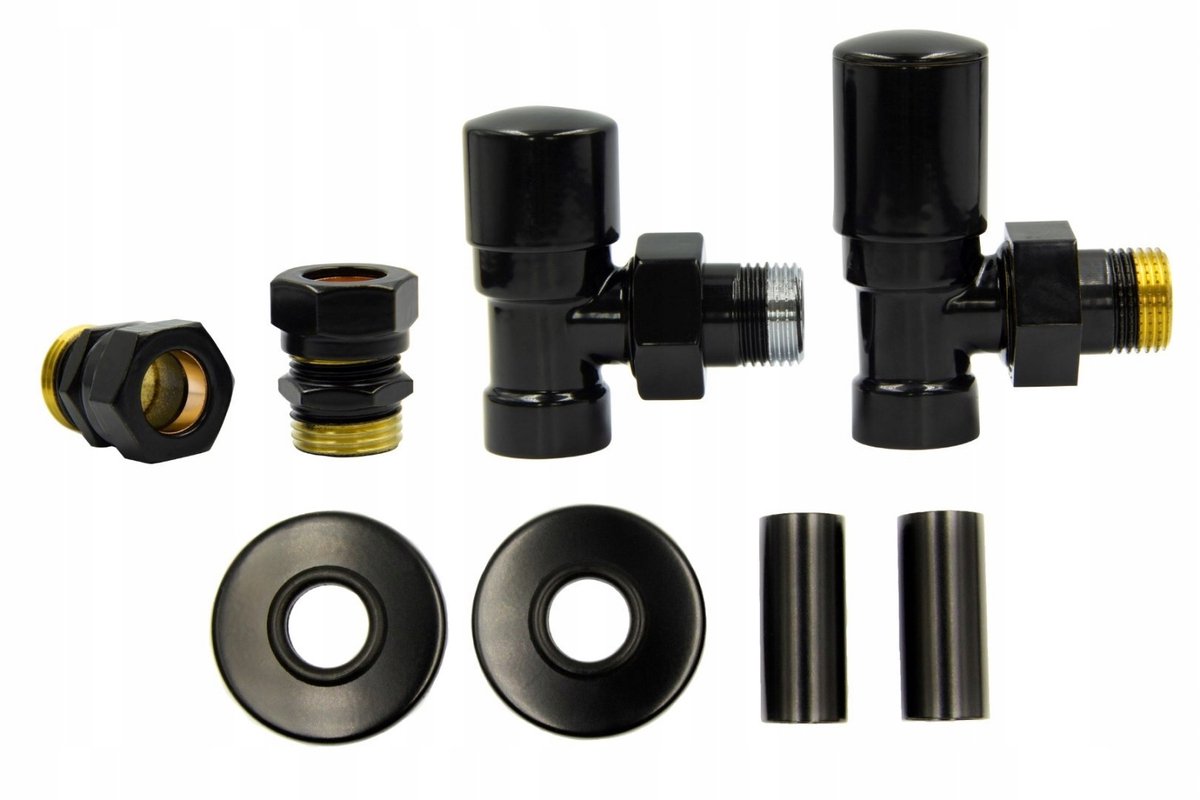 Vario-Term Swing Hoekventiel Set Zwart Mat Cu 15mm