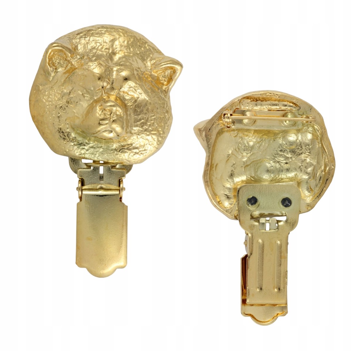 Gouden Akita Inu Brosche met Clip voor Startnummer