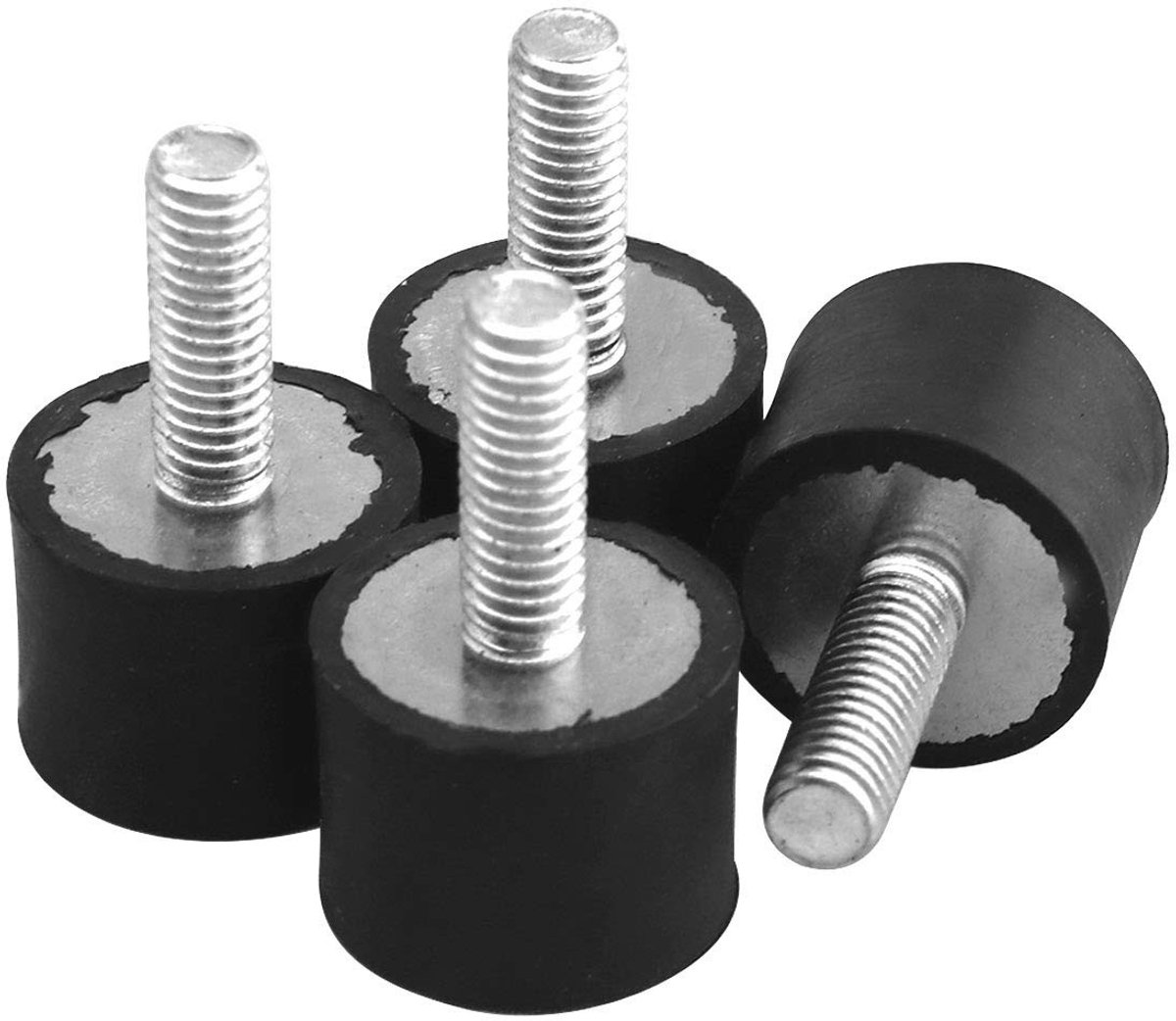 JHUBERS- Rubber Mounts 4 Stuks - M6 Schroefdraad - Geluidsreductie - Trillingsisolator - Rubber/Staaldemper - 20 mm Diameter