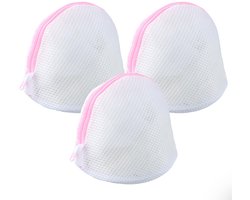 ZEYNOMAX- Waszak met rits - Waszak voor ondergoed - Waszak voor sokken - Waszakken groot - Set van 3 - Roze katoen