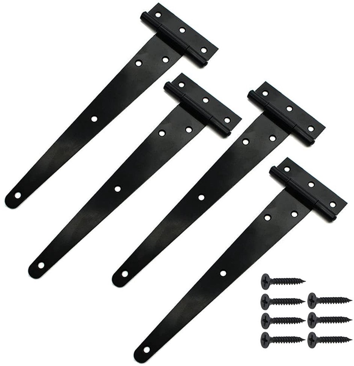 ZEYNOMAX- Scharnieren 4 Stuks - Kleine T-Scharnieren - IJzeren Scharnieren - Metalen Scharnieren - Zwarte Scharnieren - Inclusief 28 Zwarte Schroeven - Deurscharnier