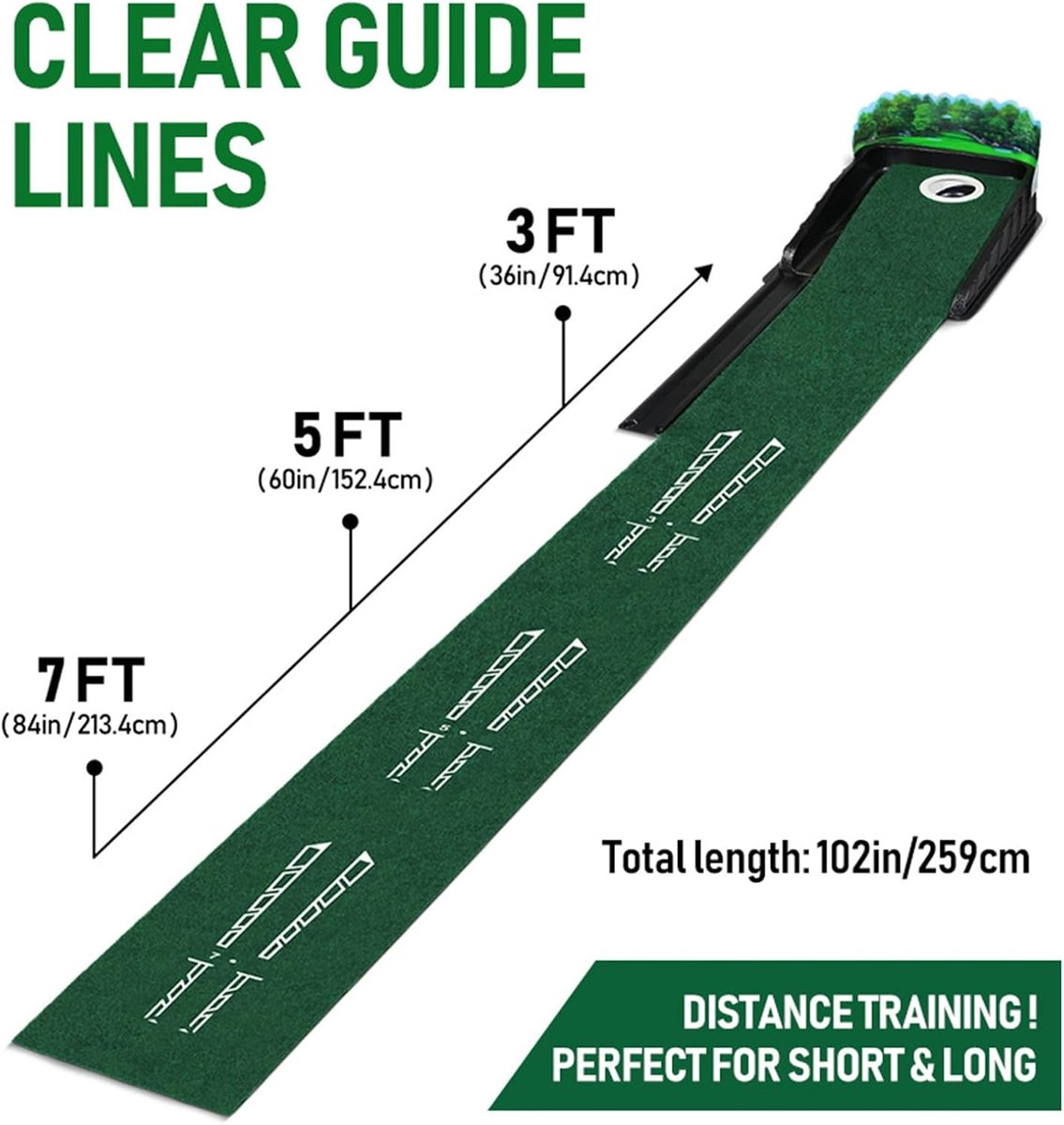 Putting Mat Golf - Golfmat Oefen - Golf Putting Trainer - Golf Accessoires - Indoor Golf - Draagbare - Simuleert een Echte Putter