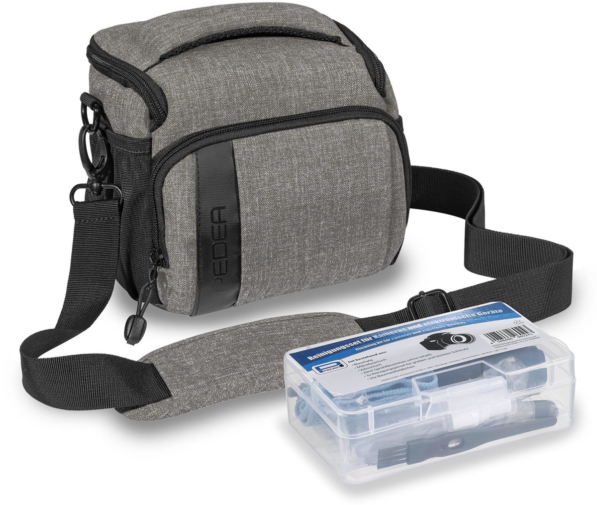 PEDEA Fashion Pro (Light) Grey - Camera Tas Large + Reinigingsset