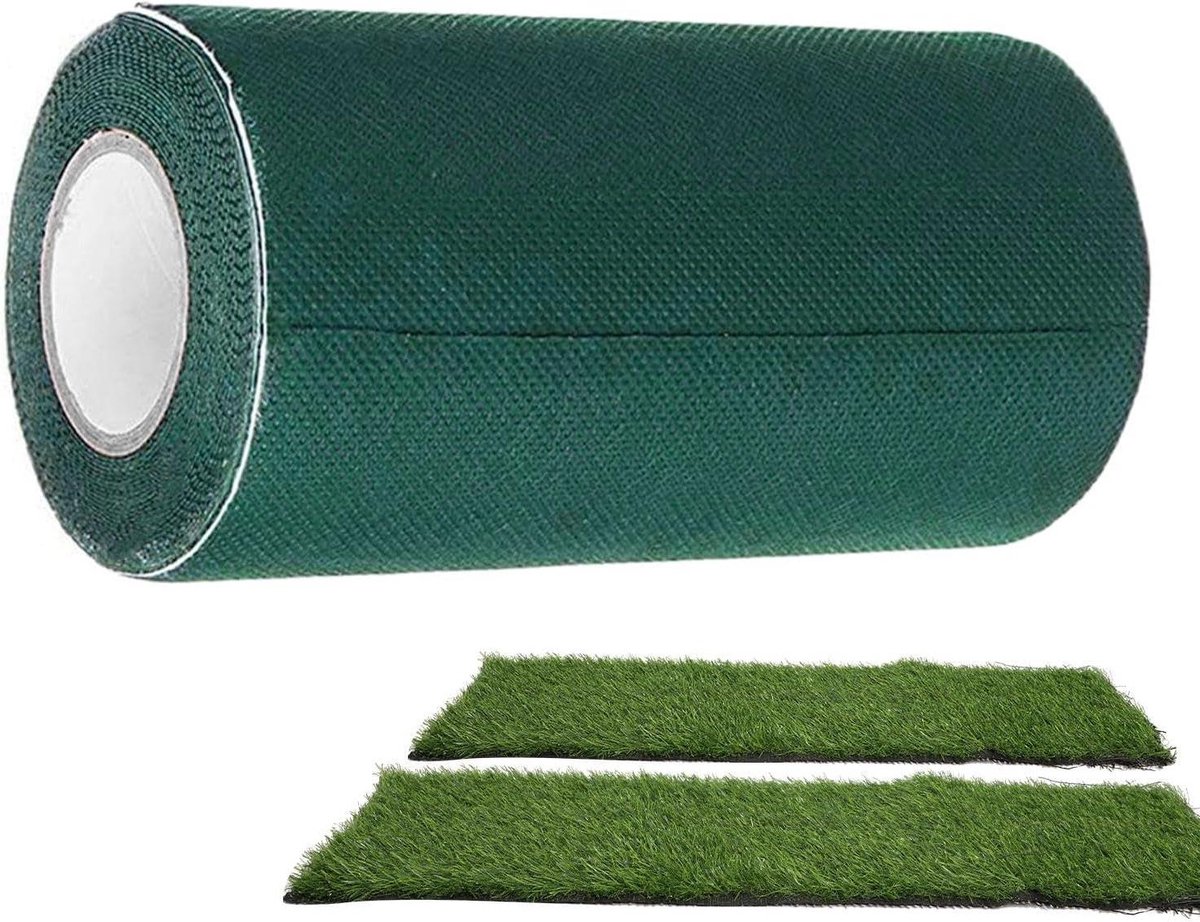 Kunstgras Tape - Tapijt Lijm - Gazon Verbinding - Zelfklevende Structuur - 15cm Breed - Groen