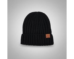 TinyTin – Urban Black Beanie | 100% Acrylic | Unisex One Size - Muts - Beanie voor volwassenen - Mode mutsen - Fashion muts