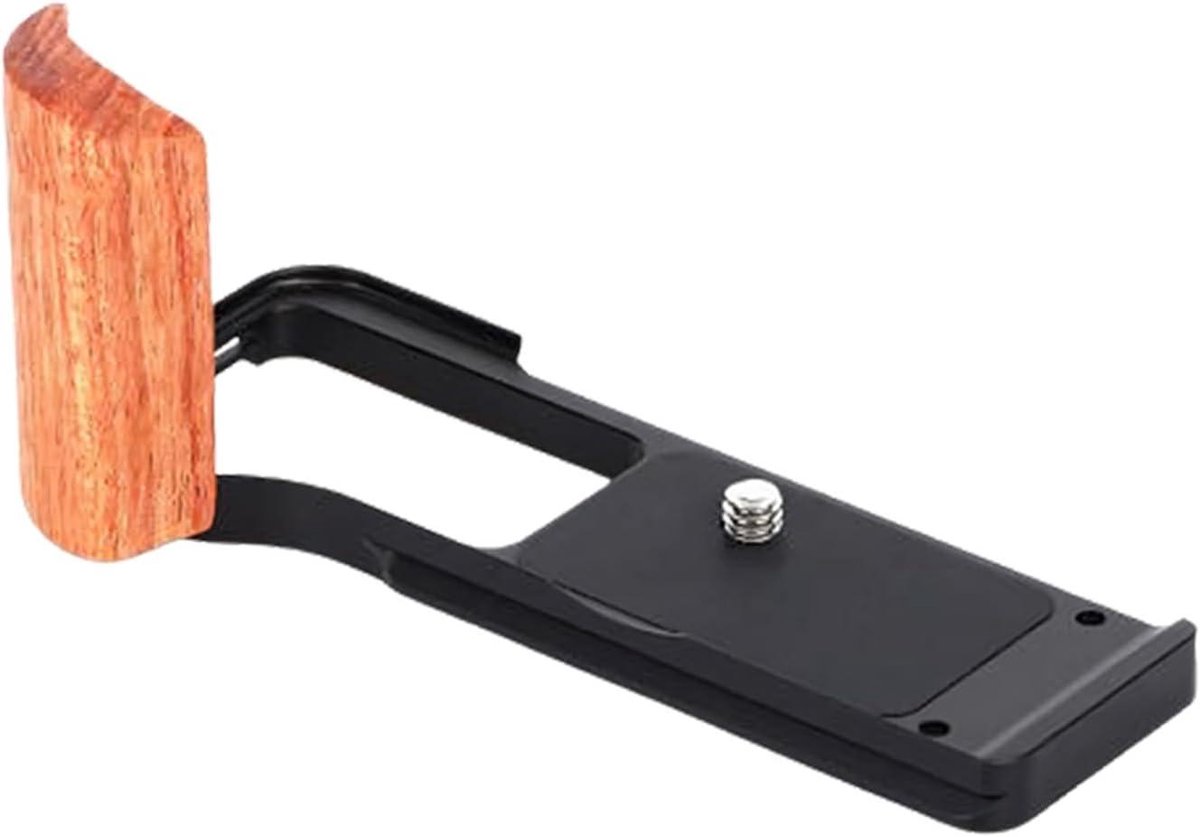 Camera Handvat - Zijgreep Stabilisator - Verbeterde Stabiliteit - Houten Comfort Grip - 120mm Lengte - Zwart