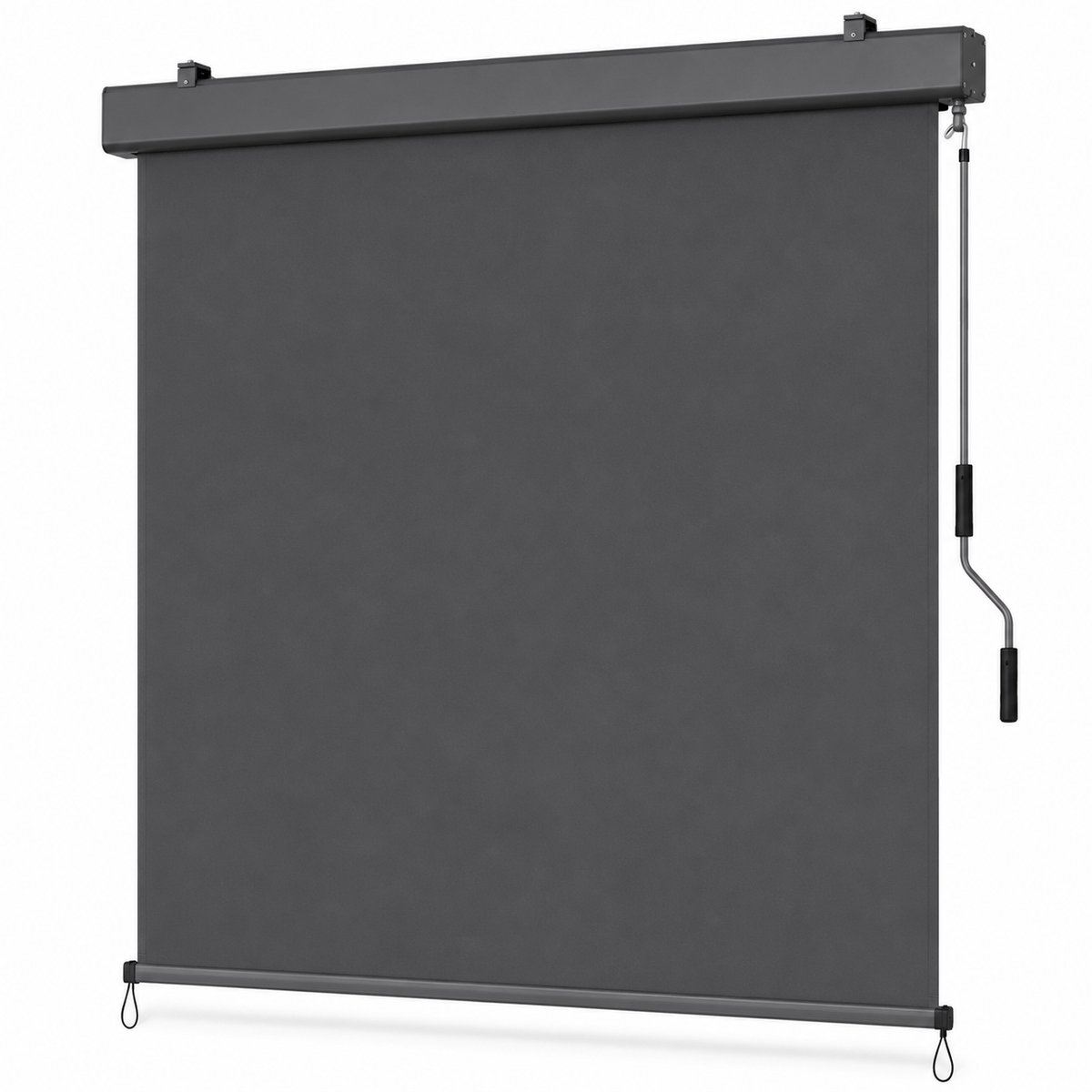 ITRONIQ Verticale Zonwering Buiten 180 x 250 CM – Balkon Zonwering – Terras Screen – Handbediend Rolgordijn – UV Werend – Grijs