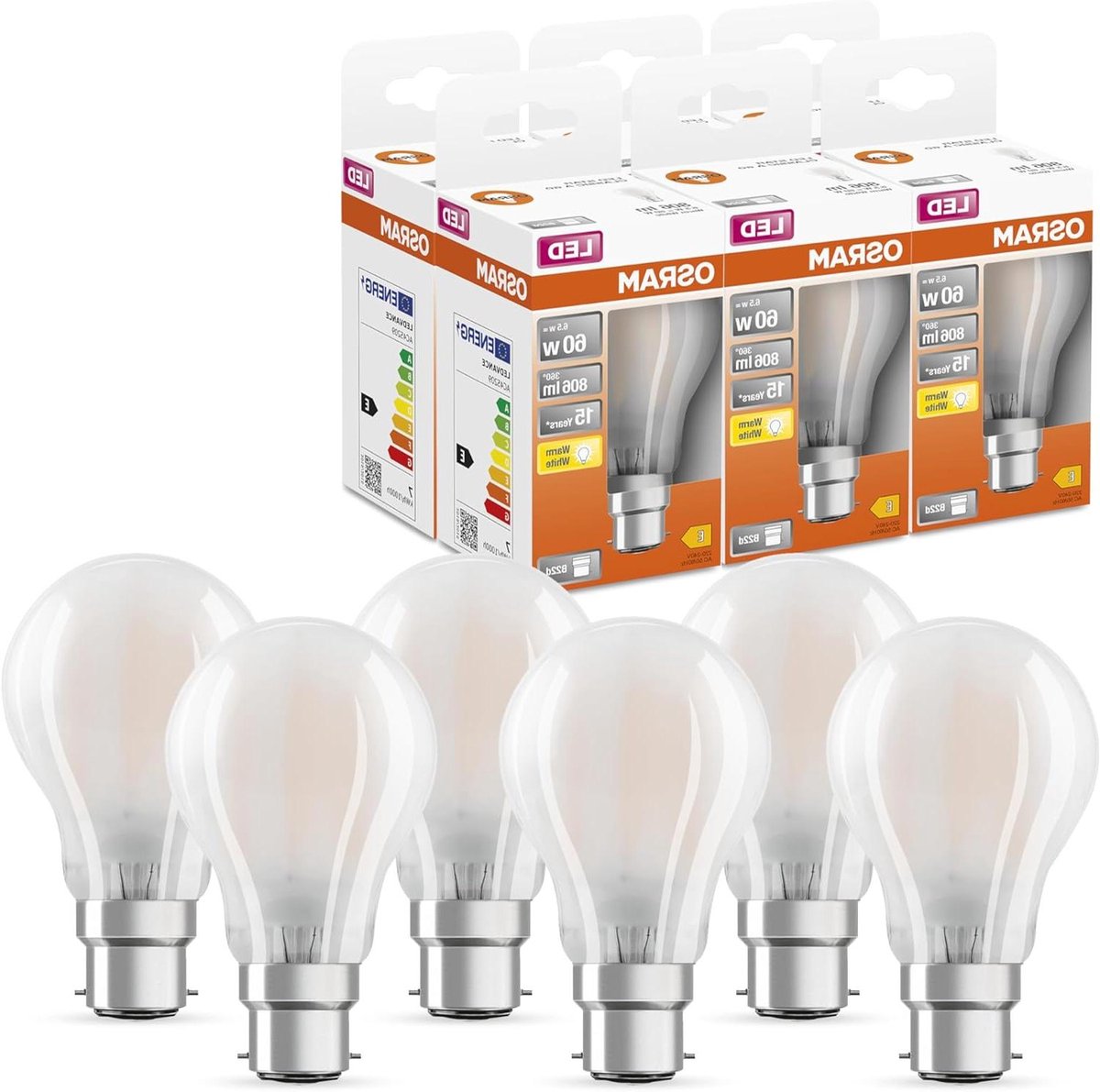 LED Lamp - Klassieke peer - Sfeervol verlichten - Lange levensduur - 6-pack - Warm wit