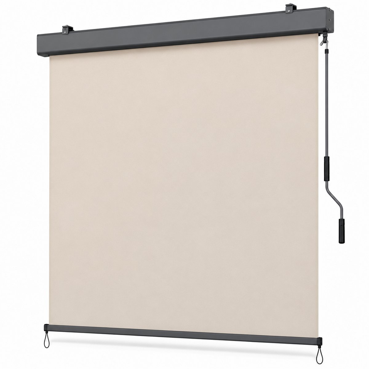 ITRONIQ Verticale Zonwering Buiten 160x250 CM – Balkon Zonwering – Terras Screen – Handbediend Rolgordijn – UV Werend – Beige