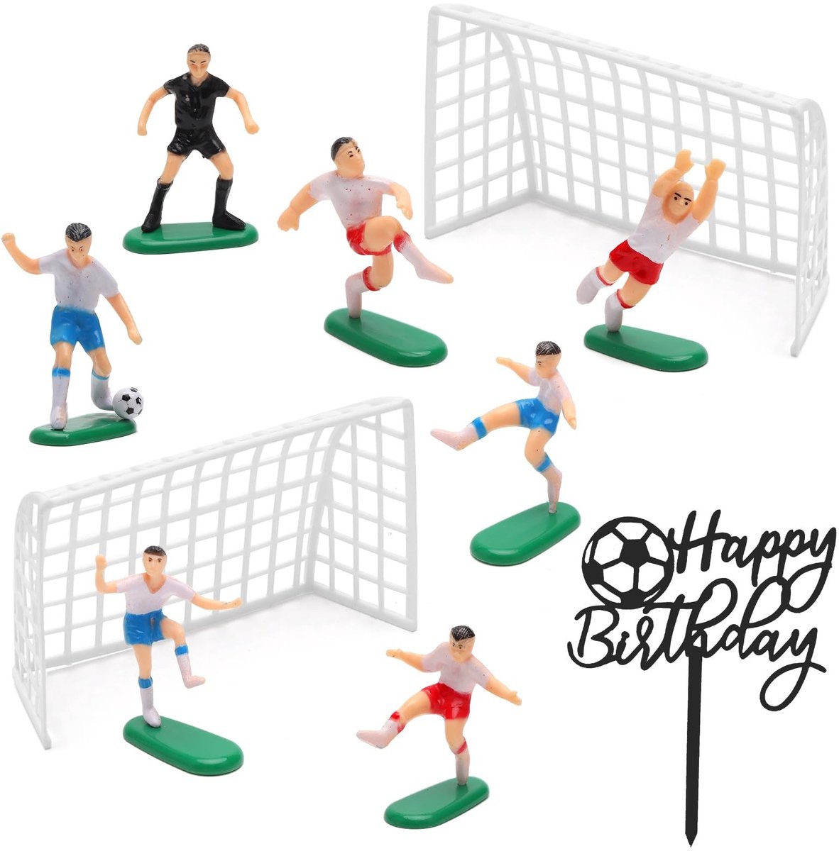 Byshayne- Taartdecoratie Voetbal - Taarttopper - IJsfontein - Suikerdecoratie - Taartdecoratie Set - 10 Stuks - Taarttoppers