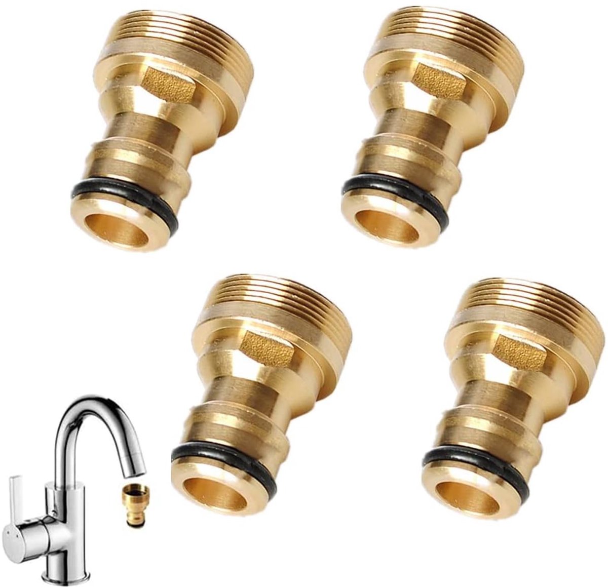 Dailygoods - Messing Kraanaansluitstukken Set van 4