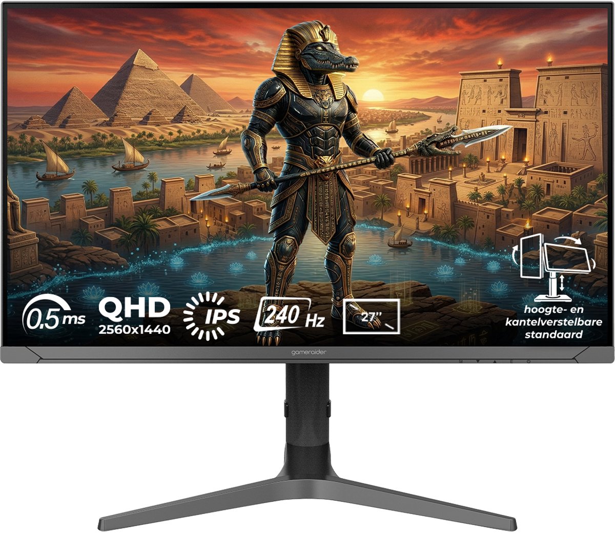 GameRaider SOBEK GR27Q24I 27 inch 240Hz 0.5ms 2K QHD Adaptive Sync IPS Pivot Gaming Monitor