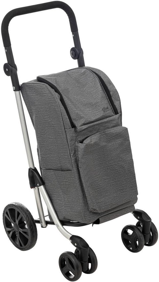 5five Opvouwbare Boodschappentrolley - 46L - Grijs - 4 Wielen