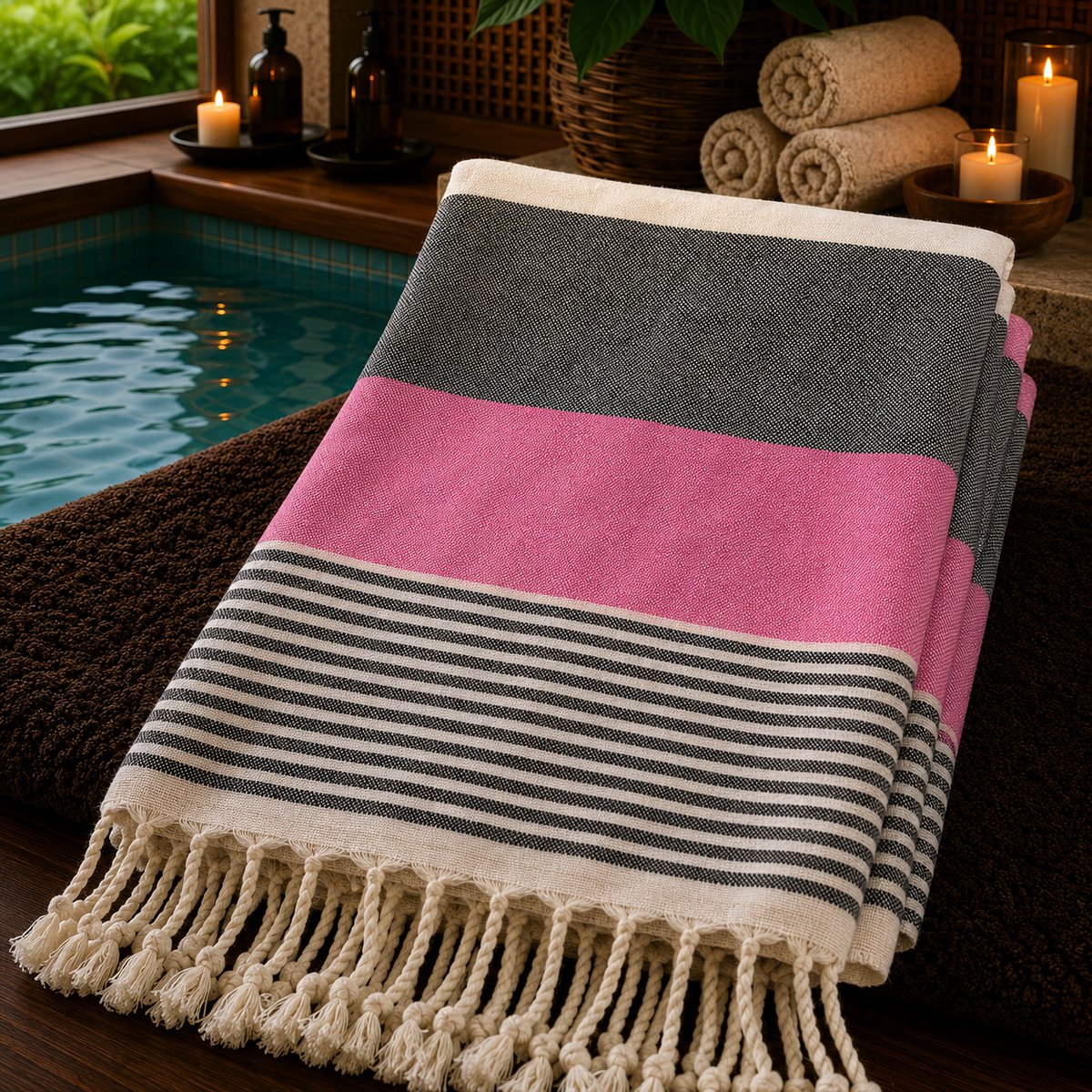 100% Katoenen Colorloop Hamamdoek – Turkse Handdoek & Strandlaken – Voor Sauna, Spa en Wellness