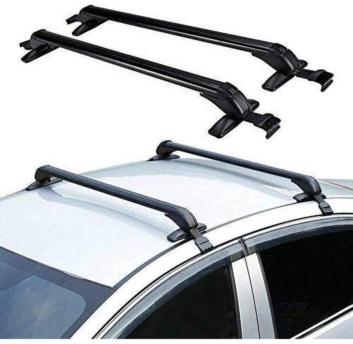 Dailygoods 2 Stuks Auto Top Bagagerek Autodak Afsluitbare Bagage Cross Bars Carrier 1m Aluminium Dakdragers Universeel G