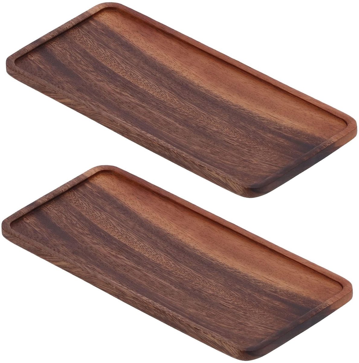 Dailygoods - Set van 2 Houten Dienbladen voor Koffie en Thee - Walnoot Koffie Lade
