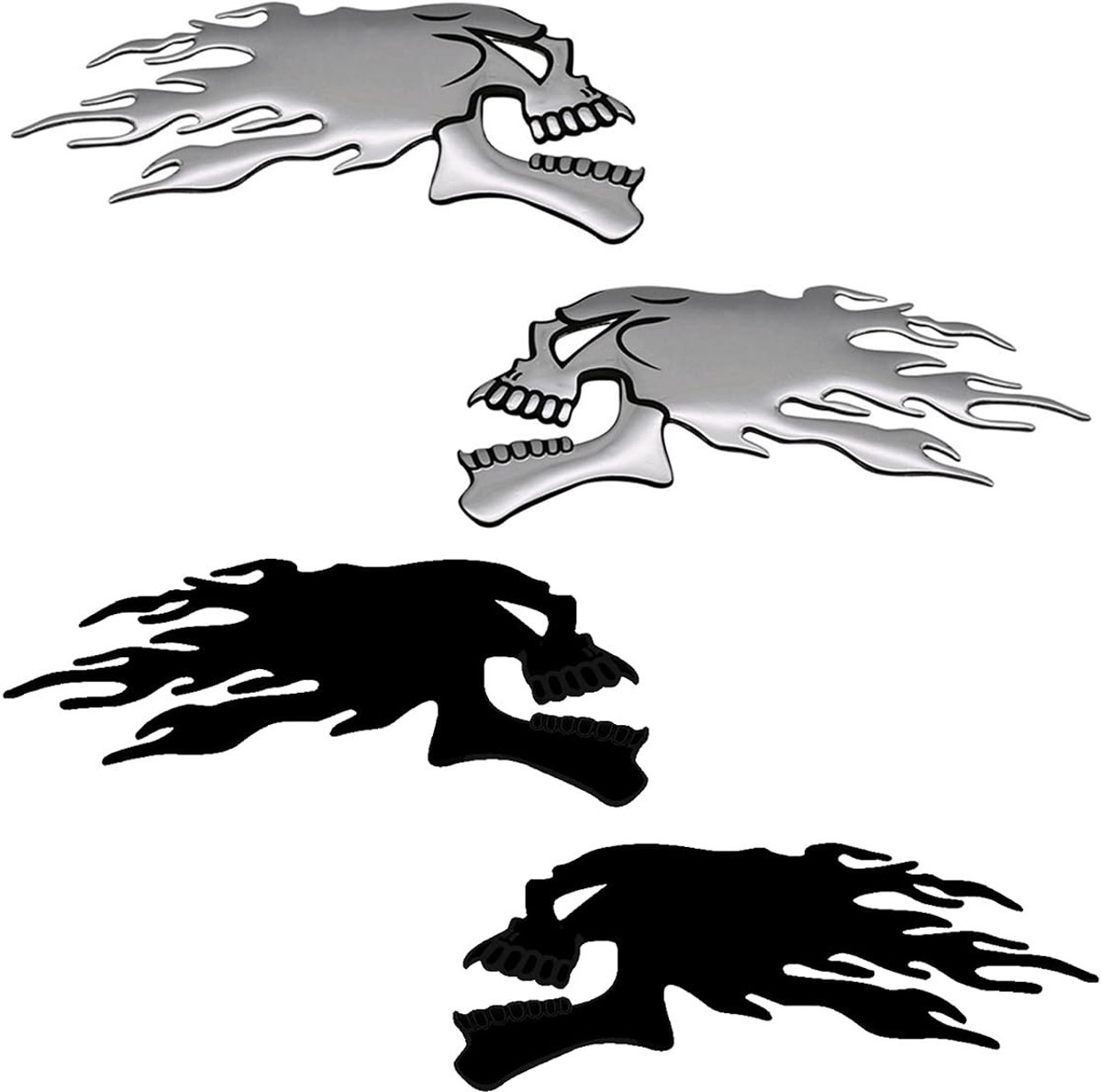 Dailygoods- Tanksticker 3D Schedel - Motorfiets Sticker - Autosticker - Universele Decoratie - Eenvoudig aan te brengen - Zilver/Zwart - Motorfietsstickers