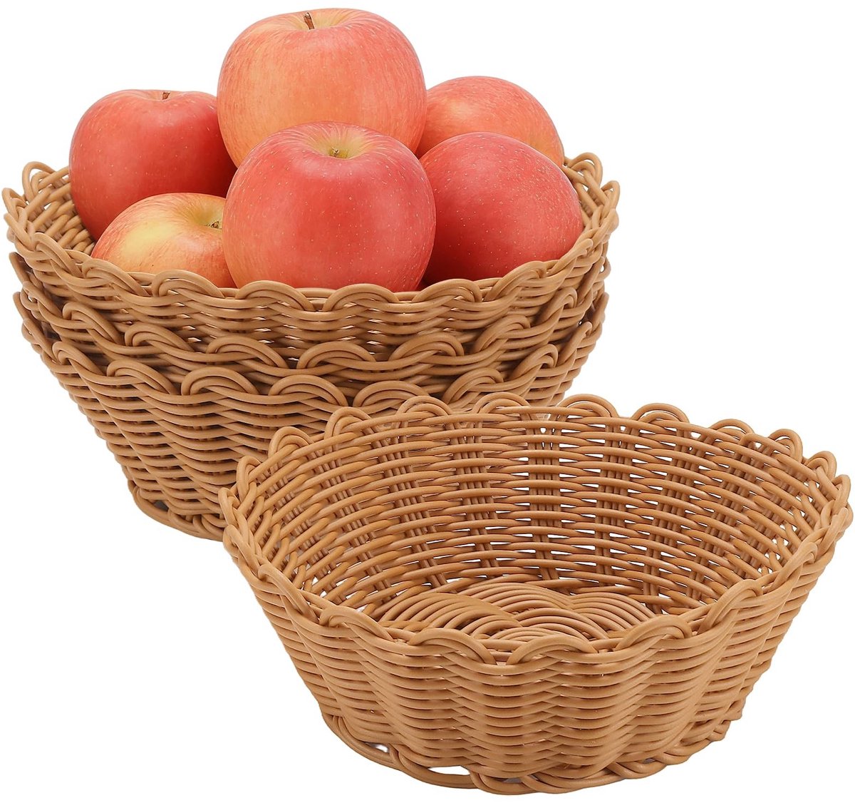 Dailygoods - 4 Stuks Imitatie Rieten Ronde Manden voor Brood en Decoratie