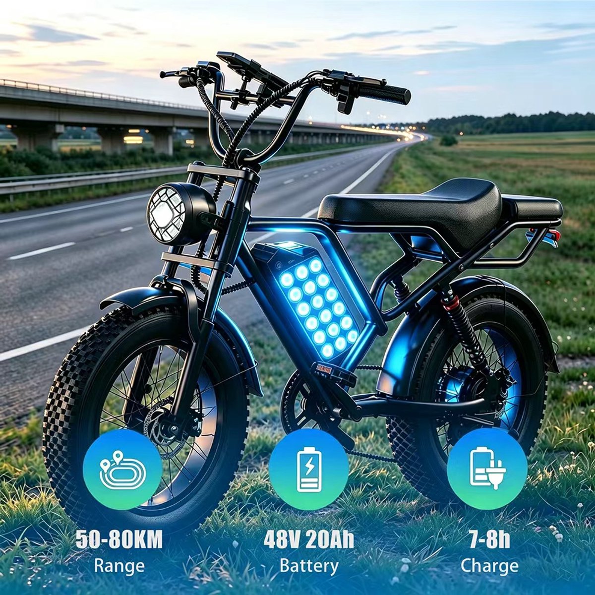 20" Adult Elektrische Fatbike BK20 Dubbele Ophanging Elektrische Scooter, Stabiel & Vloeg Rijden – foto 6
