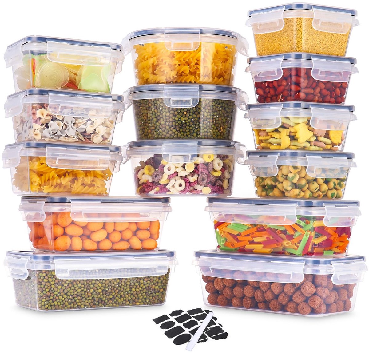 Dailygoods- Opbergcontainers Set van 28 - 14 Luchtdichte Keukencontainers - BPA-vrij Plastic - Opbergdozen met Deksel - Maaltijd Prep Container - Ideaal voor Keukenorganisatie