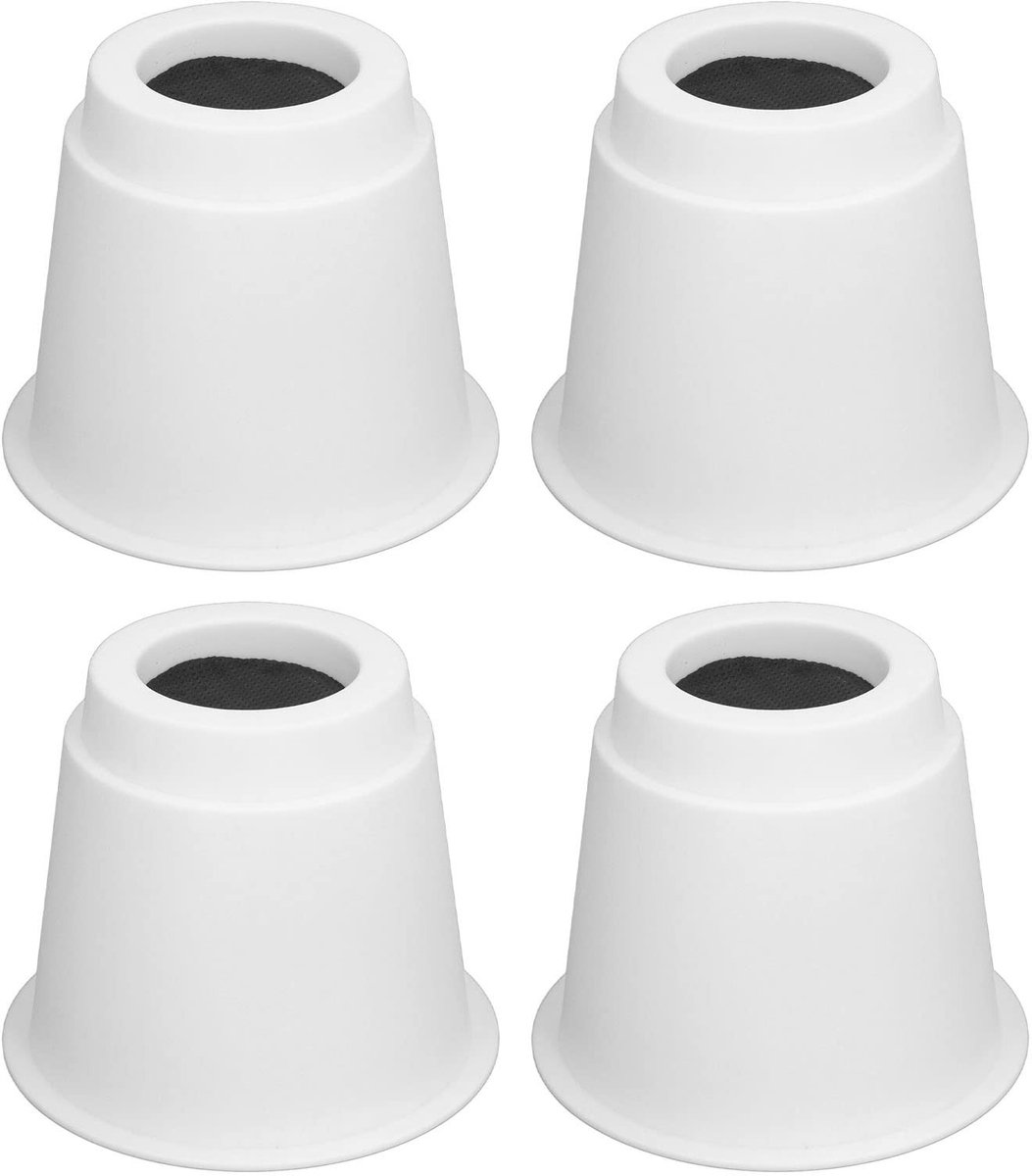 Dailygoods - Meubelverhoging - Ronde meubelpoten - Geluidsisolatie en antislip - Wit - Verhoogt slaapcomfort - Geschikt voor thuiskantoor en slaapzaal