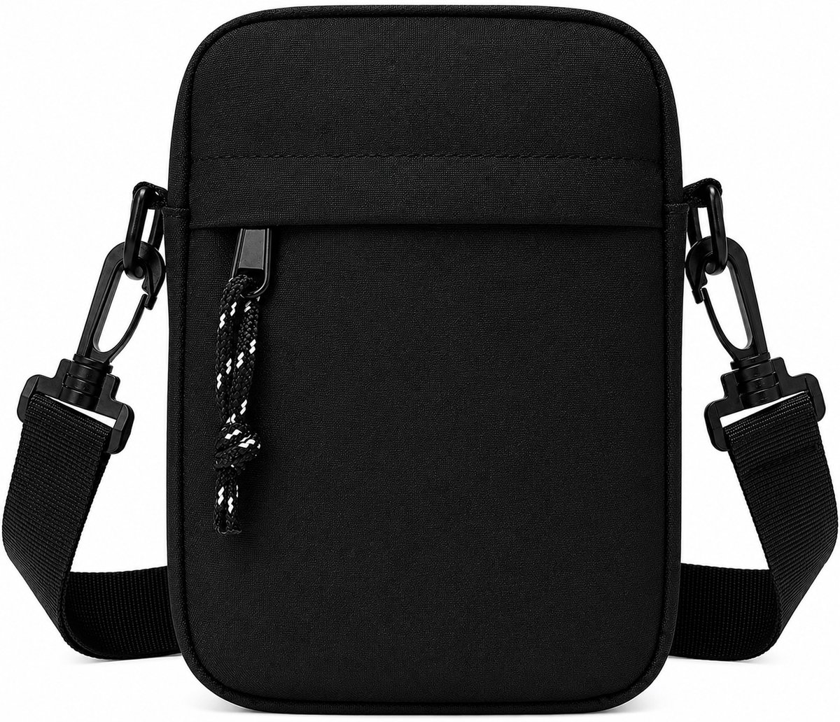 Nektasje - Reisportemonnee Crossbody Schoudertas - Waterafstotend Oxford - Unisex - Compacte Reistas voor op Reis en Vakantie - Telefoontasje met Nekkoord - 4 Compartimenten - Voor Dagelijks Gebruik - Zwart