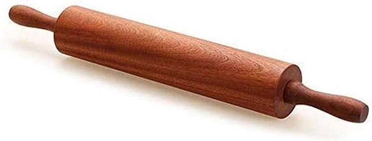 Deegroller Hout - Bakroller Handvatten - Bakken Brood Gebak - Duurzaam Hardhout - Klein Formaat - Natuurlijk Hout