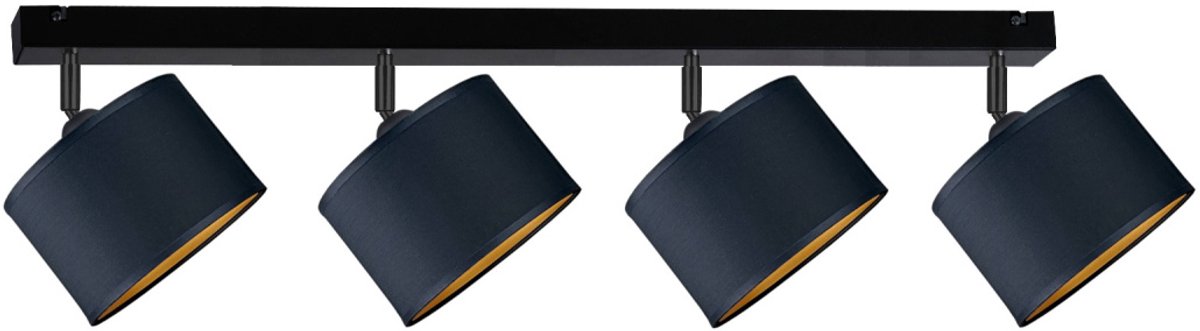 KETER LIGHTING FLOW BLACK Plafondlamp 4xE27 – Zwart Metaal & Zwarte Stoffen Lampenkappen