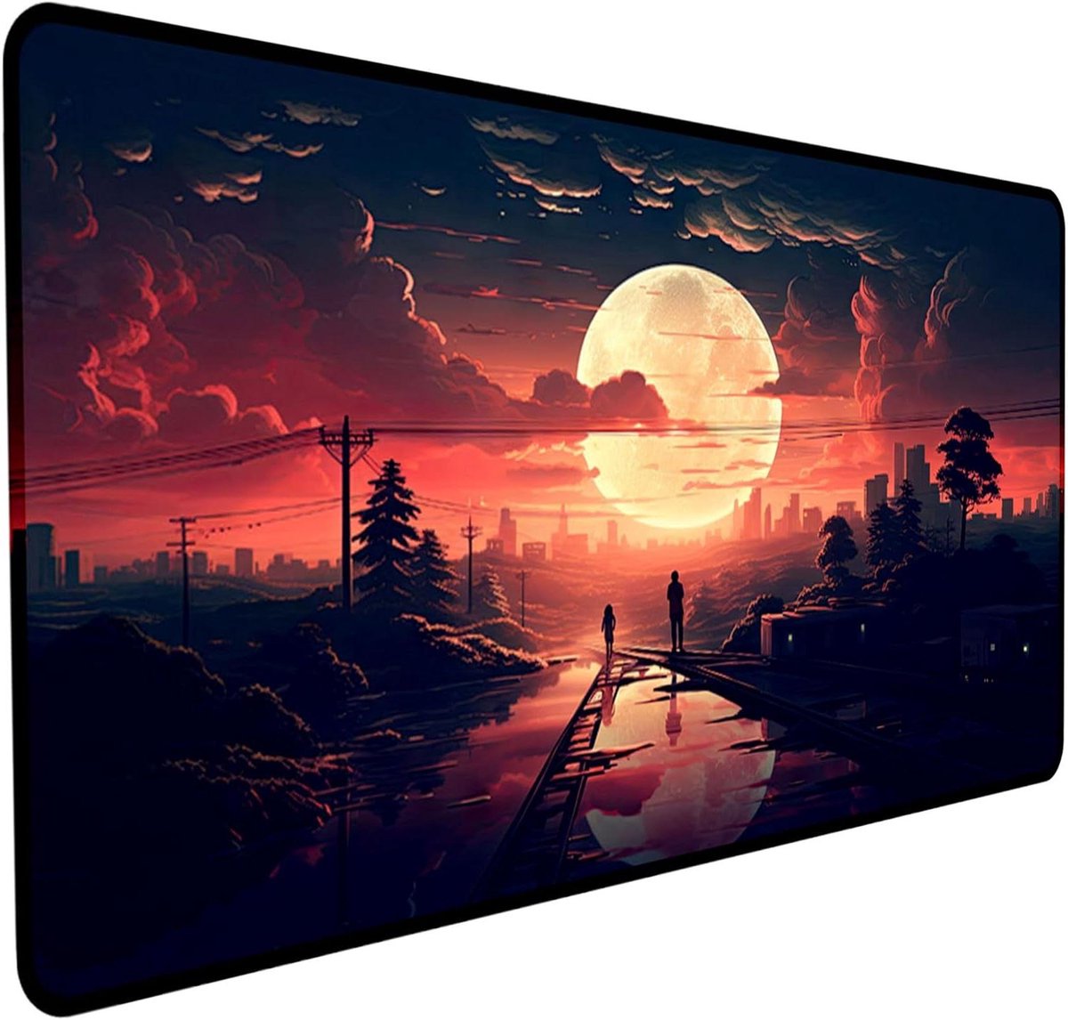 XXL Muismat - Grote bureauonderlegger - Gaming en werk - Genaaide randen - 90x40 cm - Sweet Sunset design