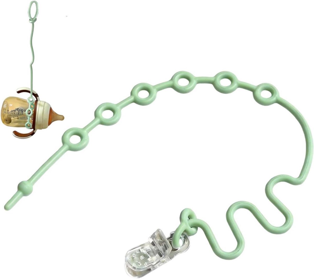 Kinderwagen Riemen - Fopspeen Clips - Speelgoed Bevestigen - Verstelbaar Lichtgewicht - 20-40 cm - Groen